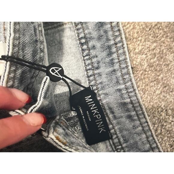 NWT MINKPINK SUMMER BLOWOUT SHAYNA DENIM SHORTS HIGH WAISTED XS 100 Cotton - Picture 6 of 8